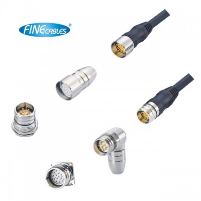 Finecables IP67/68 Waterproof Metal Shell 6P 9P 12P 19P Electrical Singal/Power M23 Connector For Industrial Automation